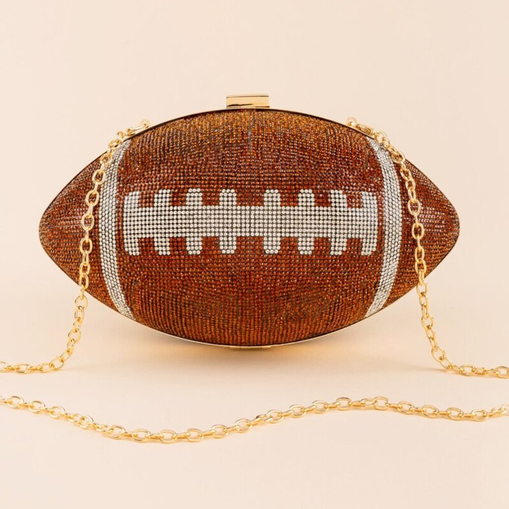 Beautiful Rhinestone Embellished Football Clutch/Crossbody Bag NWT